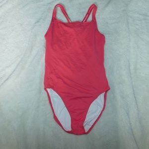 lands end one piece  red bathing suit